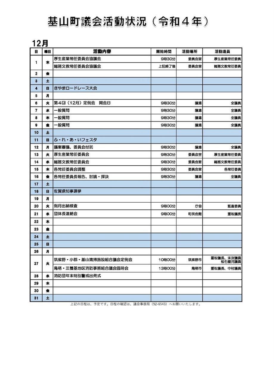 12月の活動状況