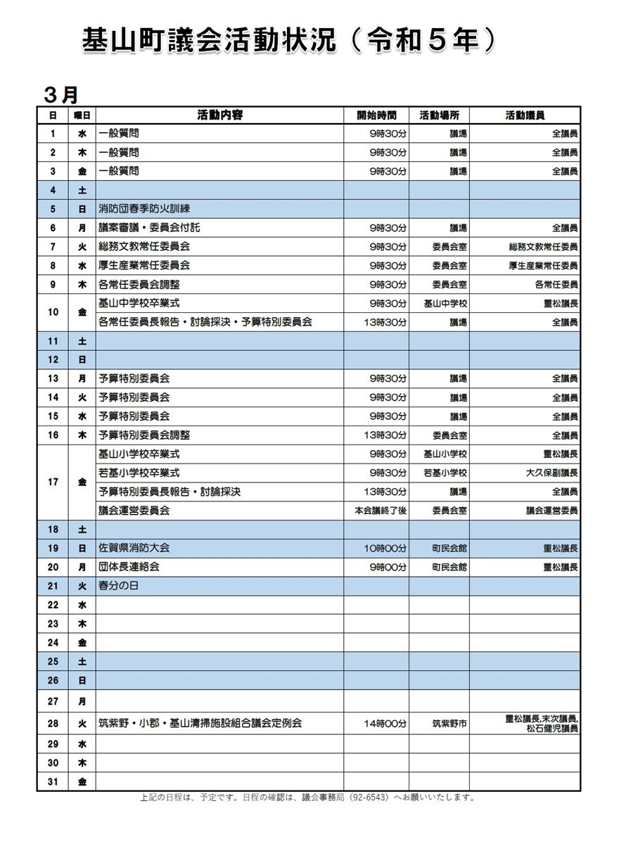 3月の活動状況