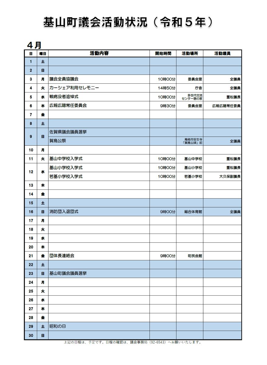 4月の活動状況