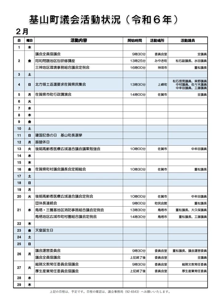 2月の活動状況