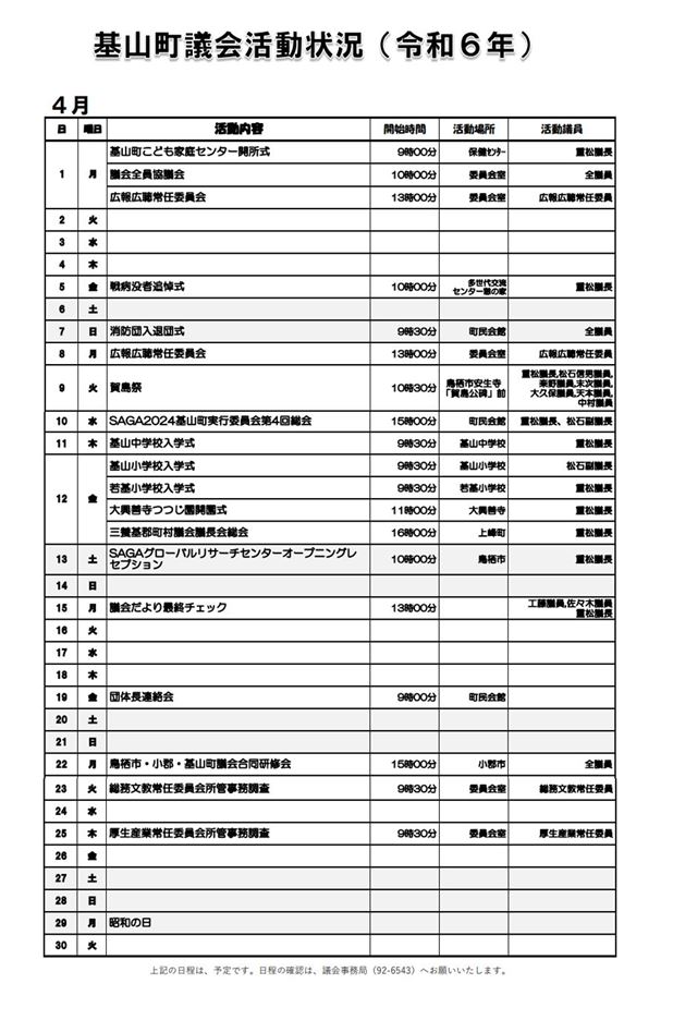 4月活動状況