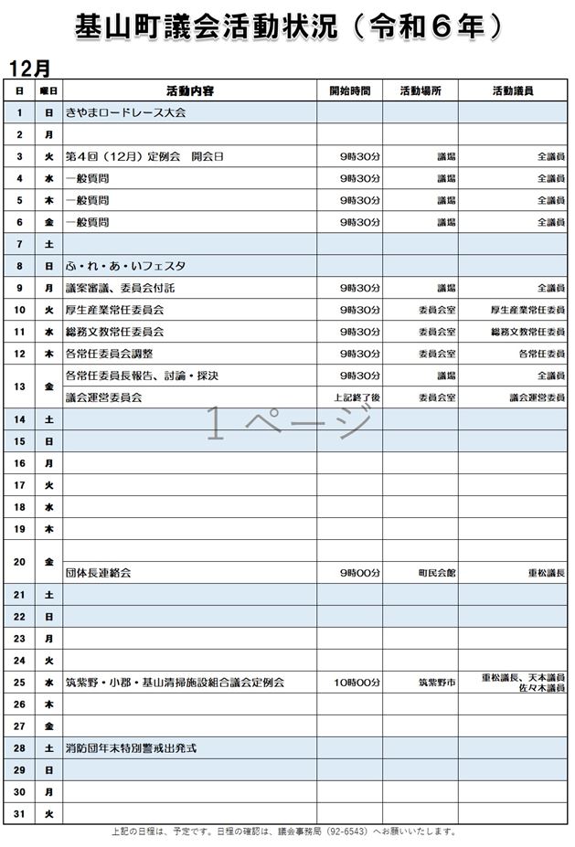 12月活動状況