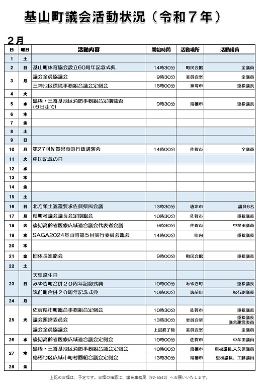 2月活動状況