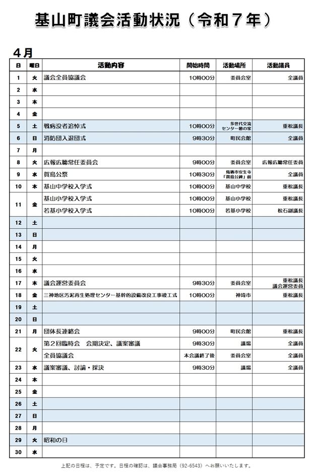 4月活動状況