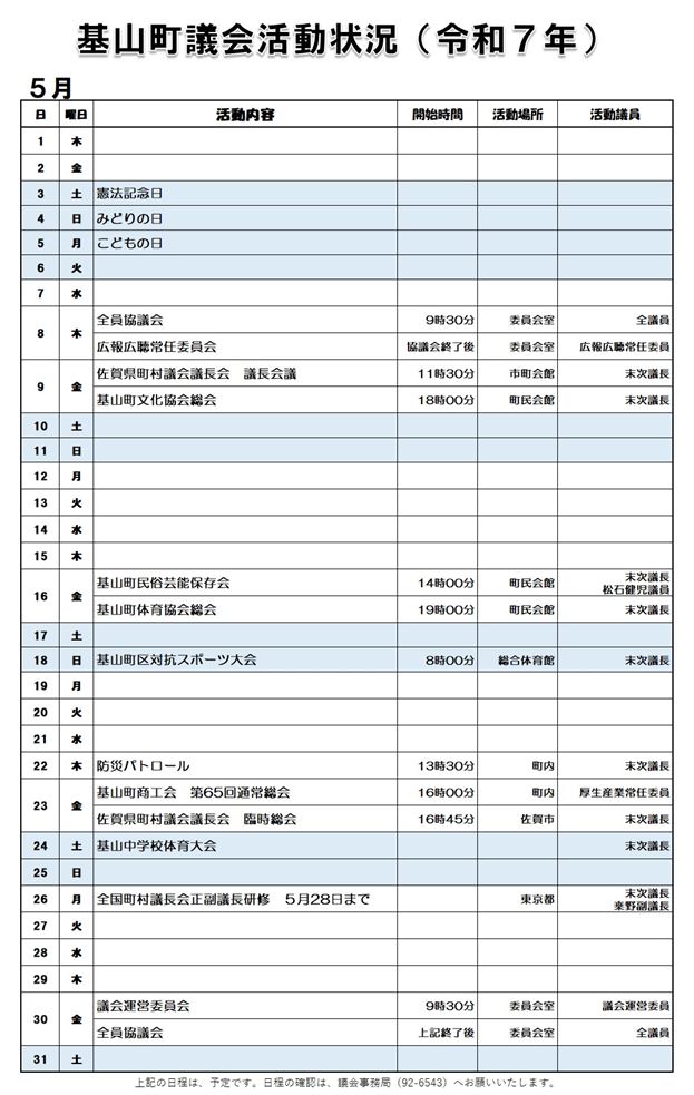 5月活動状況