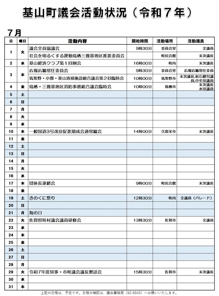 7月活動状況