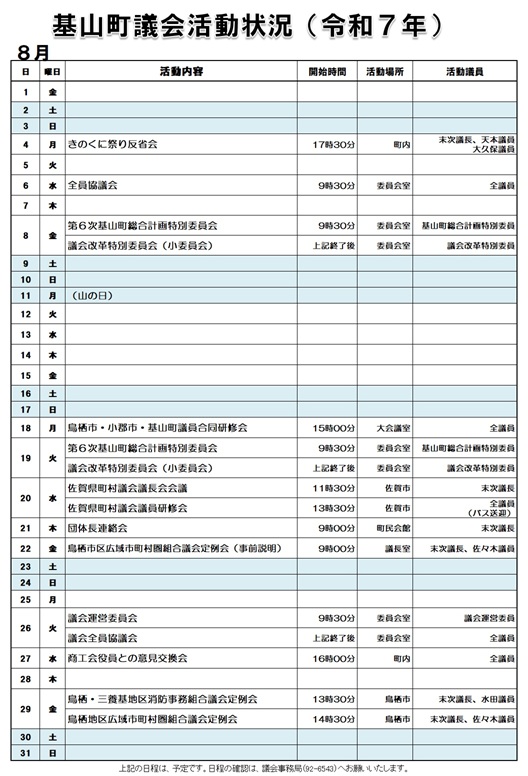 8月活動状況