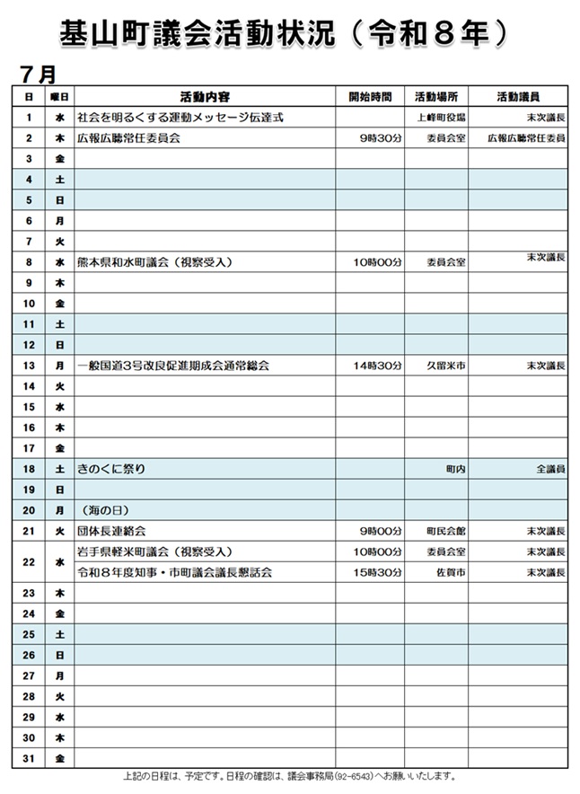 7月活動状況