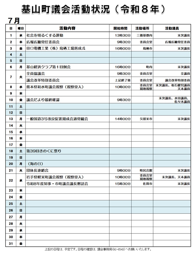 7月活動状況