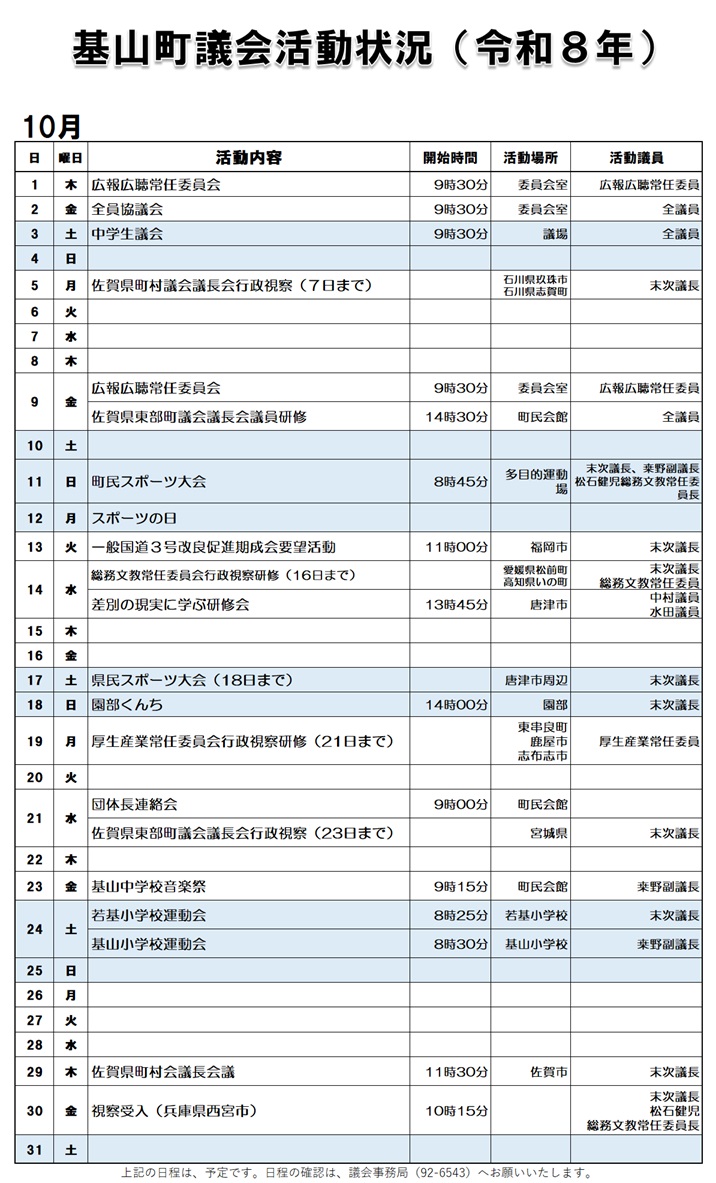 10月活動状況