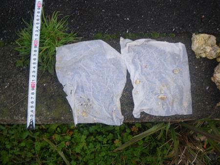 ポンプから取り出されたウェットティッシュ、ゴミ、油の塊など2