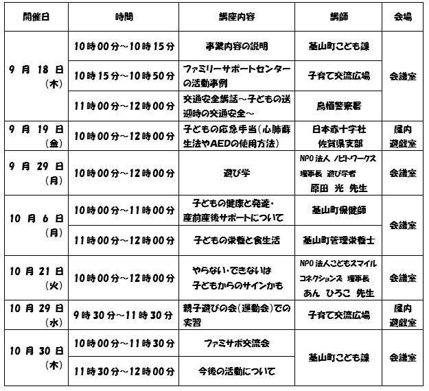 5.HP原稿（基山町ファミリーサポートセンター「協力会員」養成講座の受講者を募集します!）